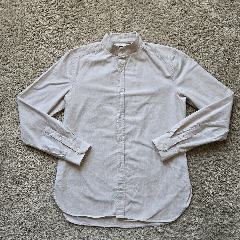 Brett Johnson button front shirt ivory soft cotton mens S